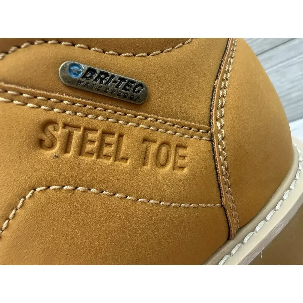 New Hi-Tec X-T Steel Toe Work Boots Mens Tan Waterproof Slip Resistant Size 11